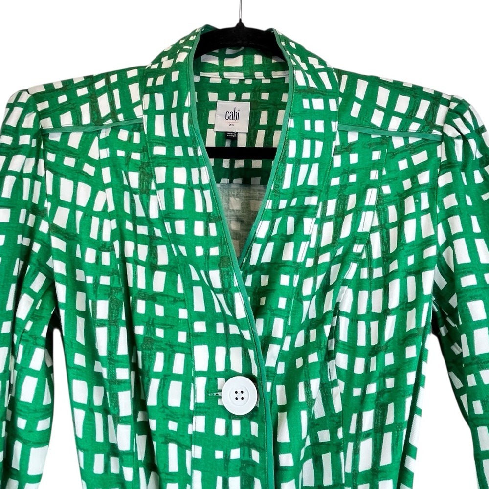 Cabi Circuit Jacket Green White Trench Coat Jacket Linen Blend Sz XS - Picture 5 of 16